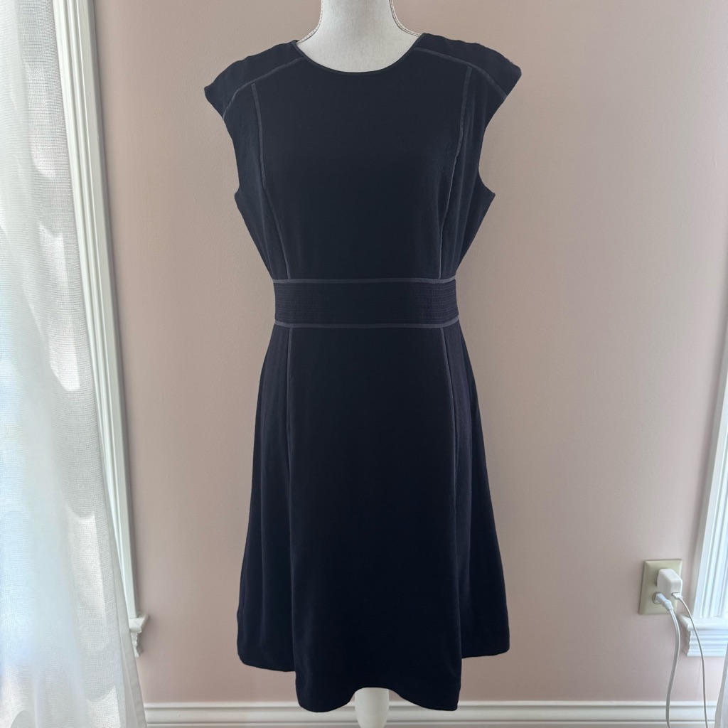 Tory Burch Contrast Seam Black Dress Size 10